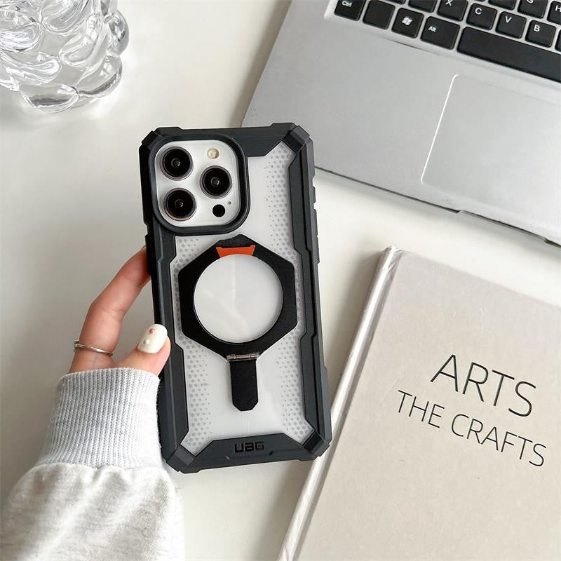 iPhone 15 Pro Max UAG Plasma XTE Rugged Armor with MagSafe & Metal Kickstand - Ice Clear