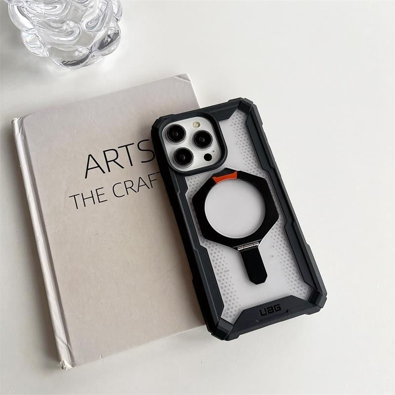 iPhone 15 Pro UAG Plasma XTE Rugged Armor with MagSafe & Metal Kickstand - Ice Clear