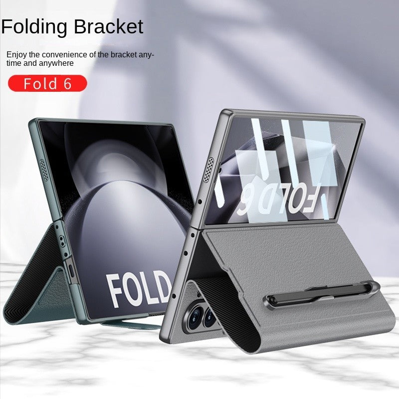 Samsung Galaxy Z Fold 6 Book Type Flip Business Leather Case with Front Glass Protection & Stylus Included