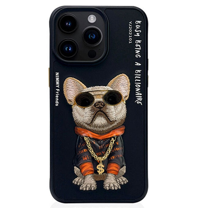 iPhone 15 Pro Nimmy Official Glass Series Embroidery Leather Case - Dog