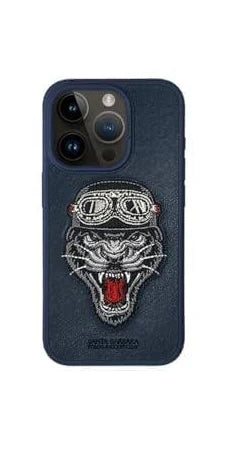 iPhone 15 Pro Max Santa Barbara Patti Series Leather Case - Blue