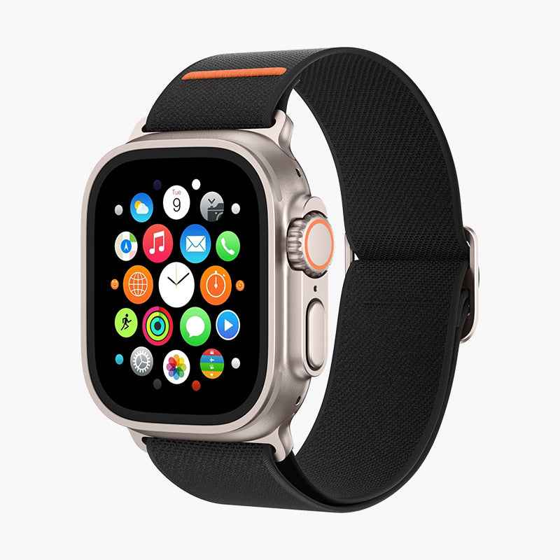 Stretchy Nylon Band with Stainless Steel Buckle in Black