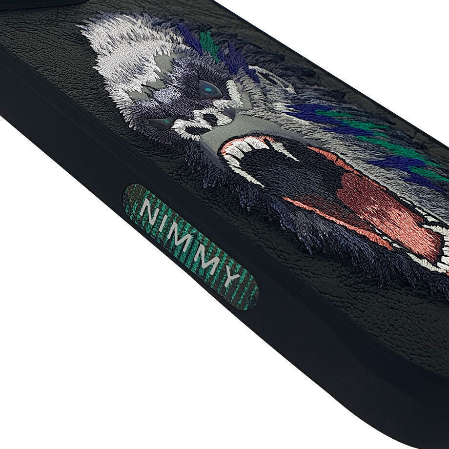 iPhone 15 Nimmy Embroidery Leather Shockproof Dazzling Series - Lion