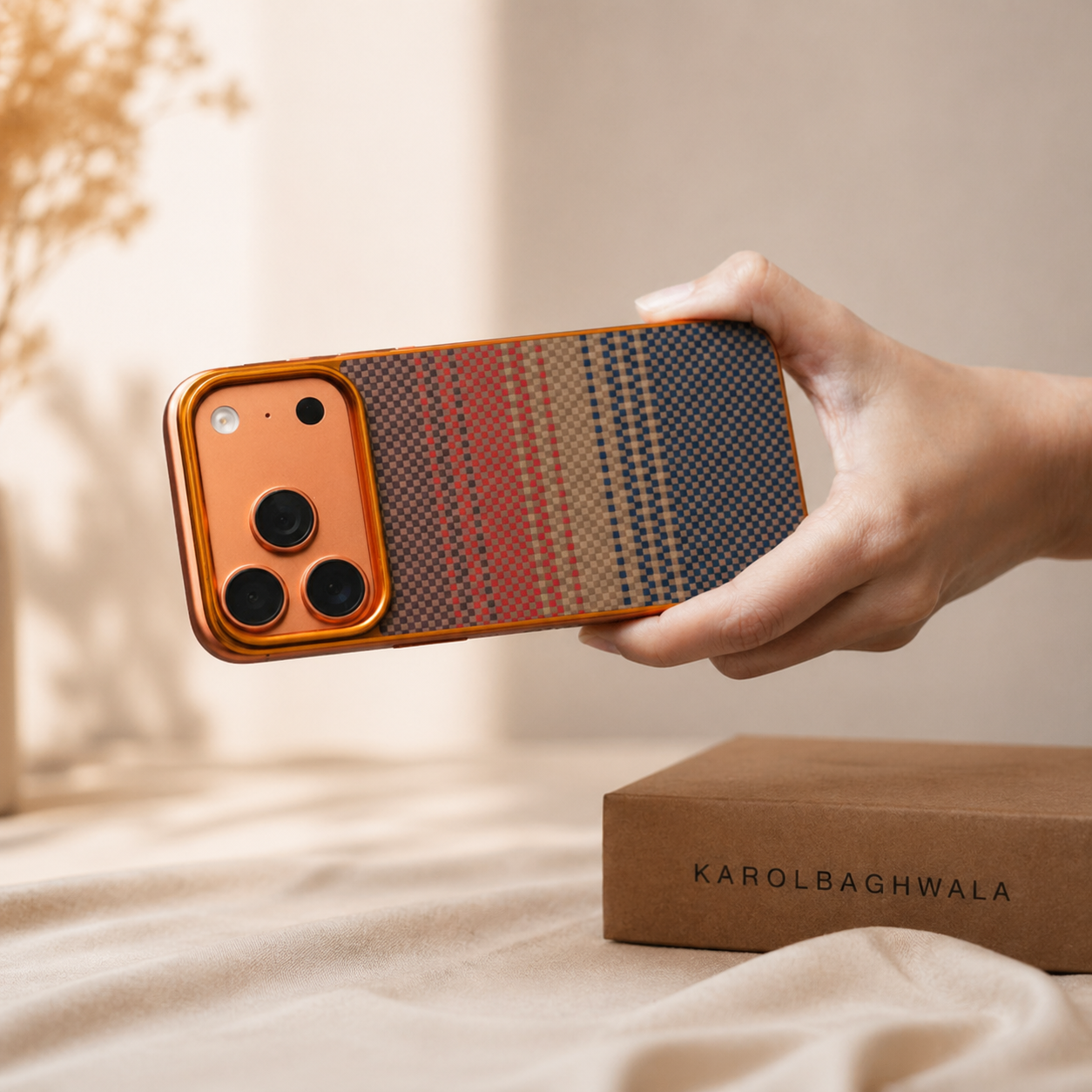Thinnest Carbon Fibre MagSafe Back Case in Orange Carbon Fiber