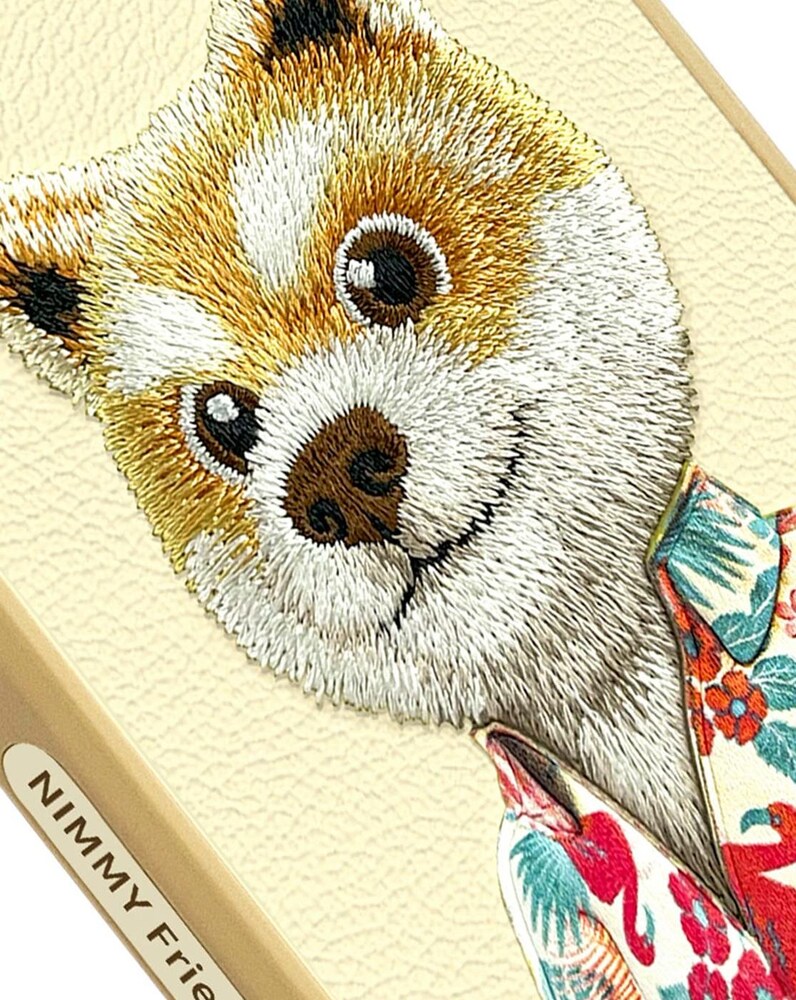 TREEMODA Nimmy 3D Embroidered Khaki Dog Leather Case for iPhone 15 Pro Max