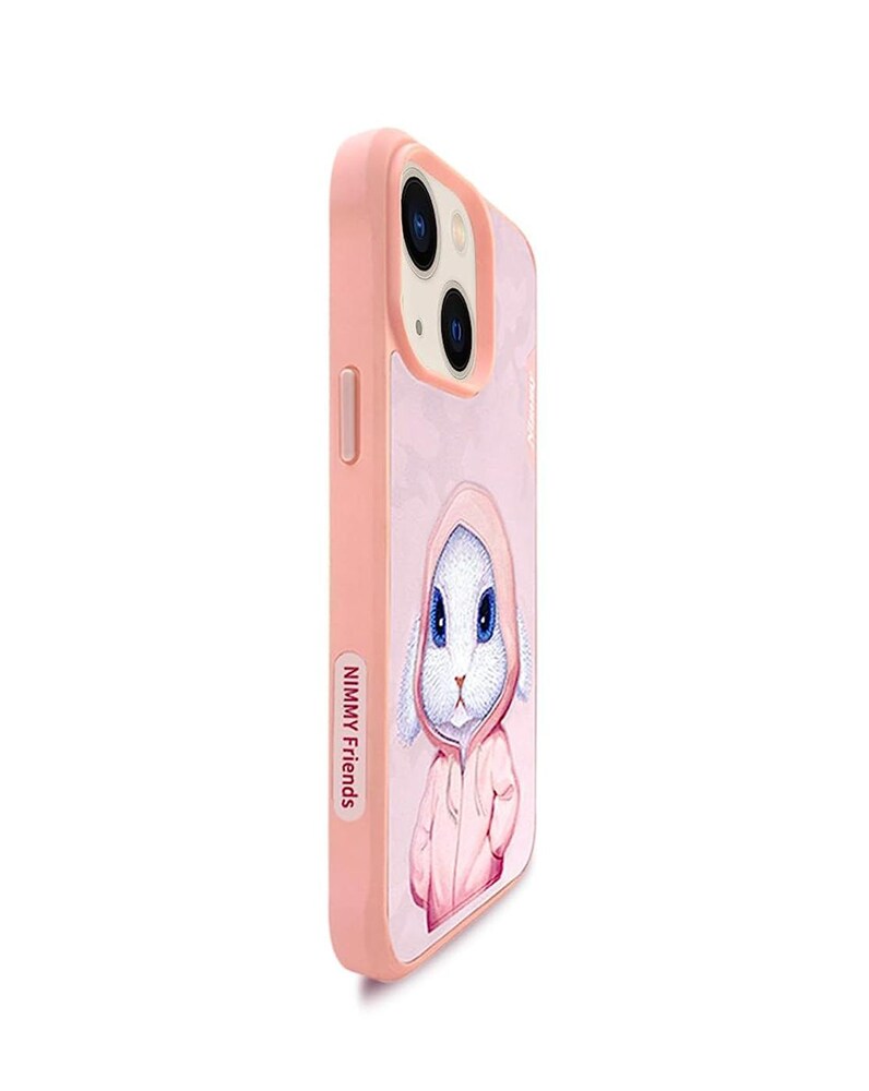 TREEMODA Nimmy 3D Embroidered Pink Rabbit Leather Case for iPhone 14 Pro Max