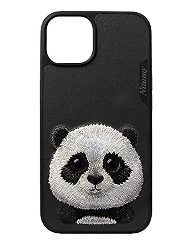 TREEMODA NIMMY Panda 3D Embroidery Leather Back Case Cover for iPhone 15.