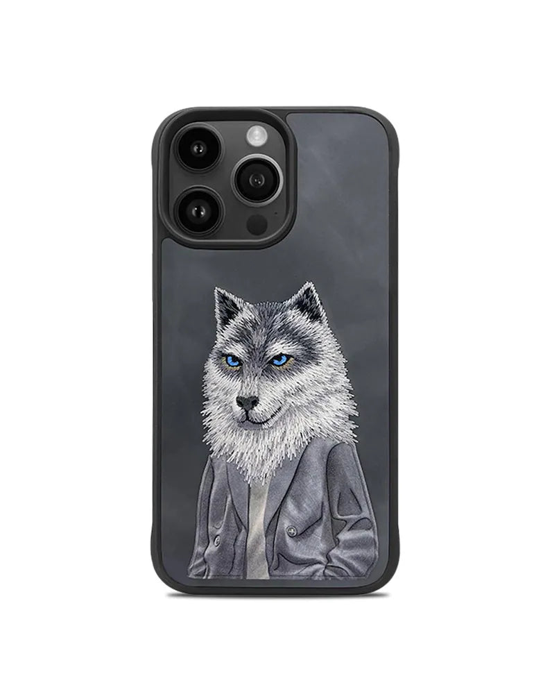 TREEMODA Nimmy Wolf Leather Phone Case Aesthetic Cover for iPhone 14