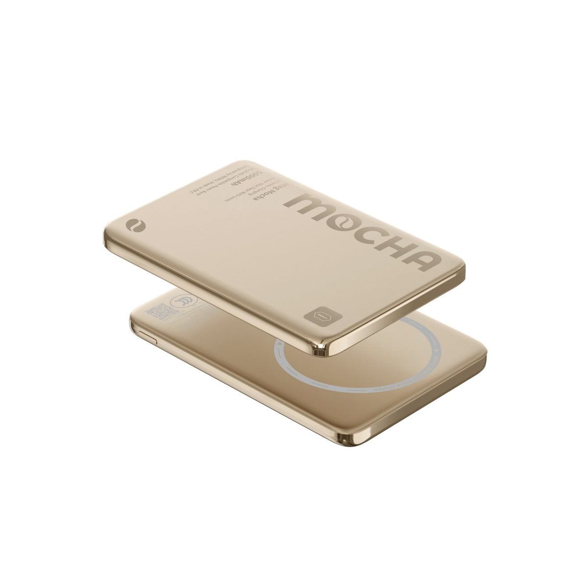 WiWU Wi-P085 Ultra-Thin 5000mAh Magnetic Wireless Power Bank, 15W in Mocha Gold, view 3