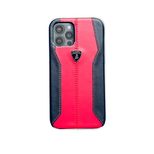 Lamborghini Red Leather Case For Iphone 12 / 12 Pro / 12 Pro Max