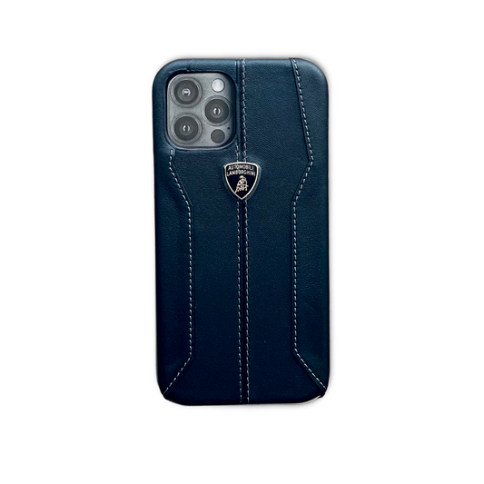 Lamborghini Black Leather Case For Iphone 12 / 12 Pro / 12 Pro Max