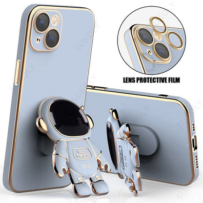 Luxury Plating 3D Astronaut Folding Stand Case For iPhone 11 12 13 Pro Max