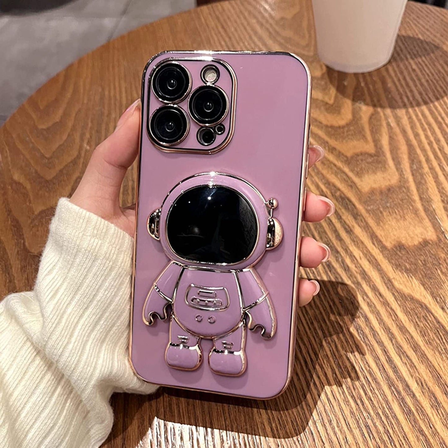 Luxury Plating 3D Astronaut Folding Stand Case For iPhone 11 12 13 Pro Max