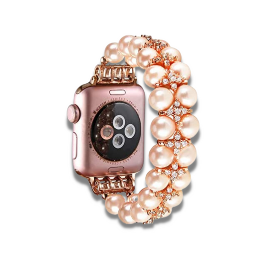 Rose Gold Pearl And Stones Bracelet Strap Band For Apple Watch iWatch