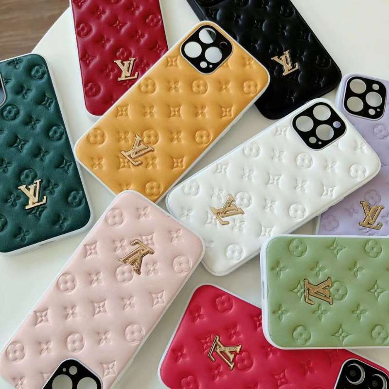 Soft LV Leather Back Case Cover For Iphone 12