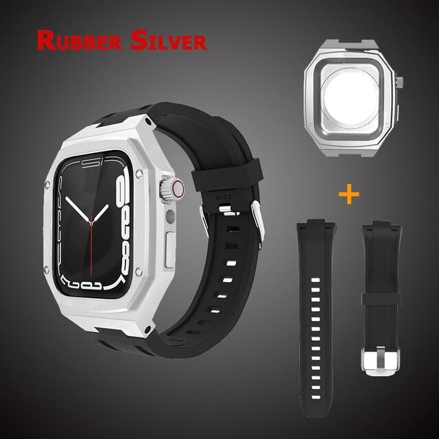 Modification Kit Metal Case+Rubber Silicone Correa For Apple Watch